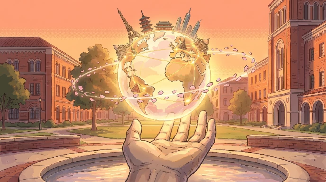 Hand holding glowing globe — bridging global communities